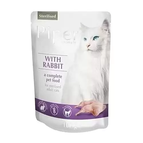 PIPER CAT kapsička pro sterilizované kočky, s králíkem, 100g 
