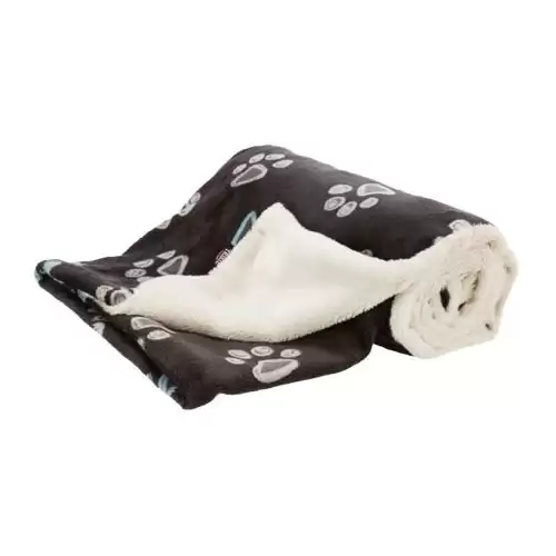 JIMMY plyšová hebká deka oboustranná, taupe-šedá s tlapkami/krémová 150 x 100 cm