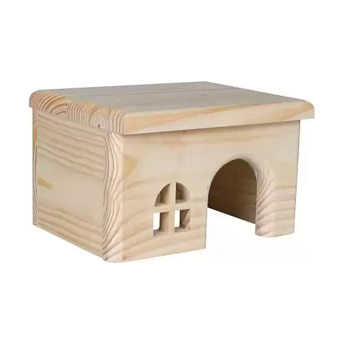 Dřevěný domek s rovnou střechou 15 x 12 x 15 cm, např. křeček