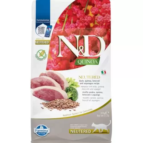  N&D QUINOA Cat GF Duck, Broccoli & Asparagus Neutered Adult 300 g