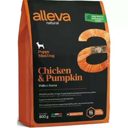  ALLEVA NATURAL Dog Dry Puppy Chicken&Pumpkin Mini 800g