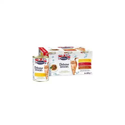 Butcher's Cat Delic.Dinners kuř/hov/zvěř. konz.6x400g