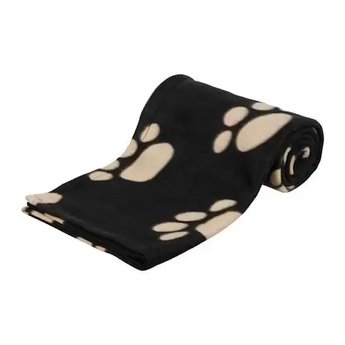 Flísová deka BARNEY 150x100cm - černá s bílými tlapkami