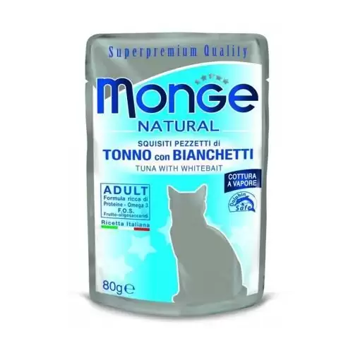 MONGE NATURAL kapsička tuňák v želé se sleděm pro kočky 80 g