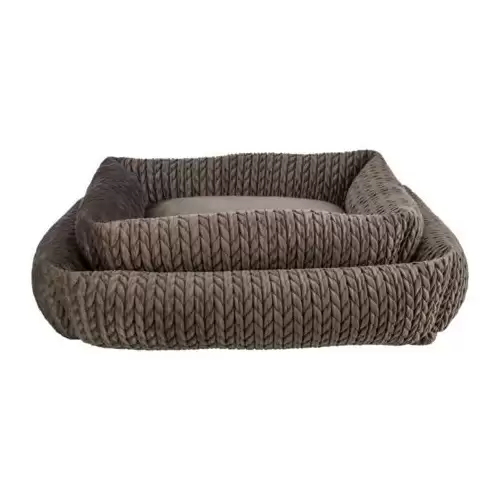 Obdélníkový pelech LIVIA sametový, hnědá 65 x 50 cm