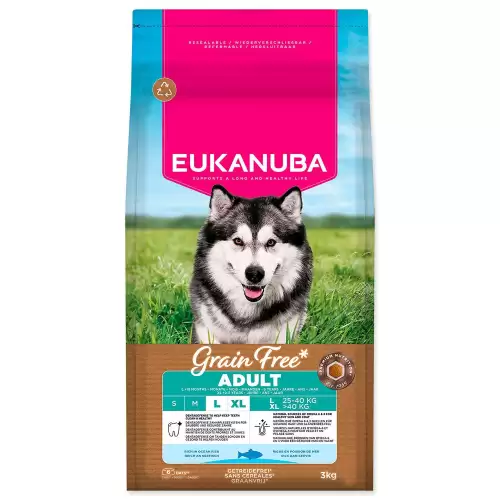Krmivo EUKANUBA Grain Free Adult Large rich in ocean fish 3kg
