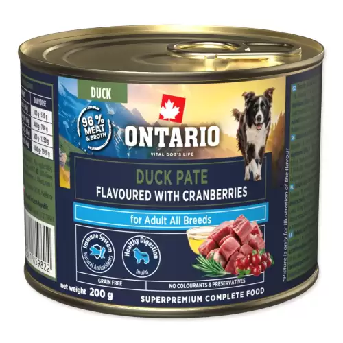 Konzerva Ontario Adult kachní pate s příchutí brusinek 200g