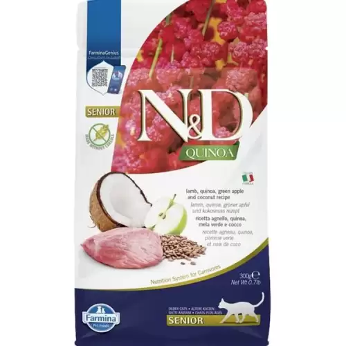  N&D QUINOA Cat GF Senior Lamb, Green Apple and Coconut 300 g