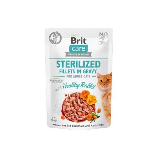 Brit Care Cat Fillets Gravy Steril Healthy Rabbit 85g