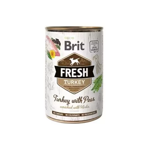Brit Fresh Dog konz Turkey with Peas 400g