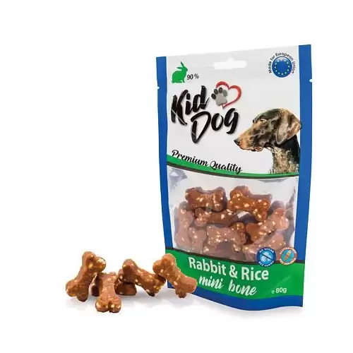 KIDDOG králičí maso s rýží MINI kostičky 80 g