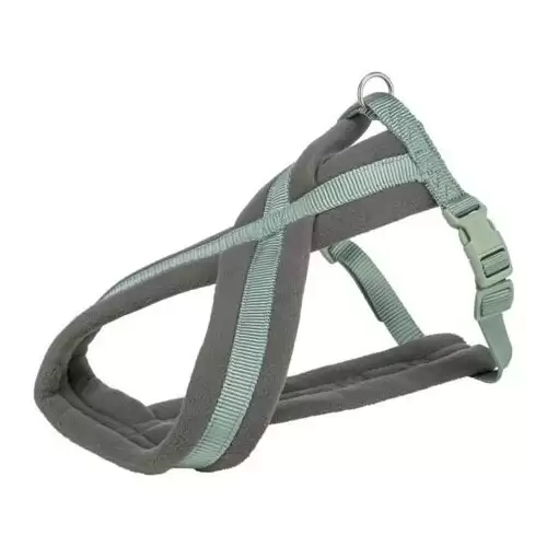 Nylonový postroj PREMIUM podšitý, šalvějová/grafit M-L:hruď:50-90cm/25mm