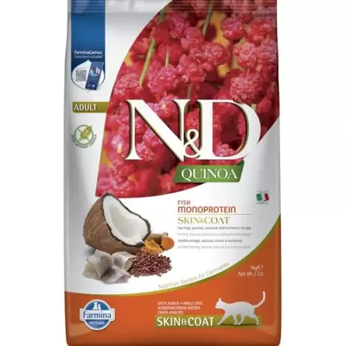  N&D QUINOA Cat GF Skin & Coat, Herring & Coconut Adult 5 kg