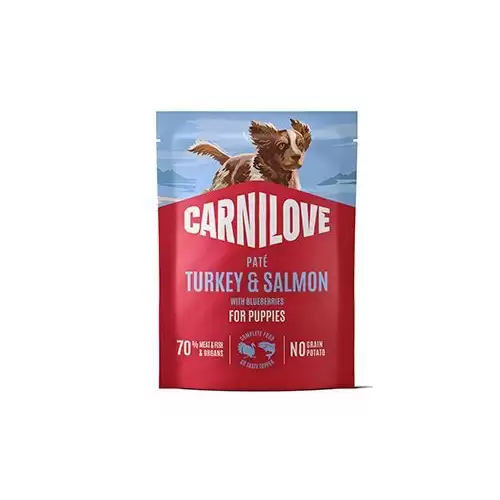 Carnilove Dog Pouch Paté Turkey&Salm.+Blueb.Puppy 300g