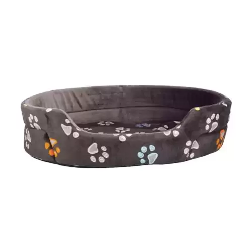 Oválný pelech JIMMY, taupe-šedý s tlapkami 75 x 65 cm