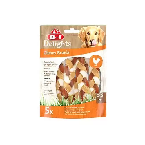 Pochoutka 8in1 Delights Chewy Braids XS/S 75g