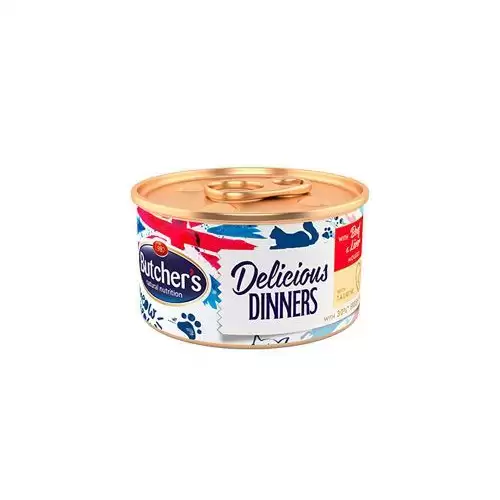 Butcher's Cat Delic.Dinners hovězí+játra konz. 85g