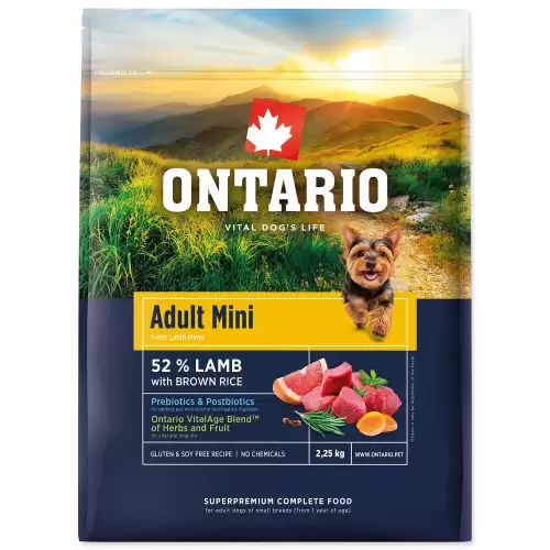 Krmivo Ontario Adult Mini Lamb & Brown Rice 2,25kg