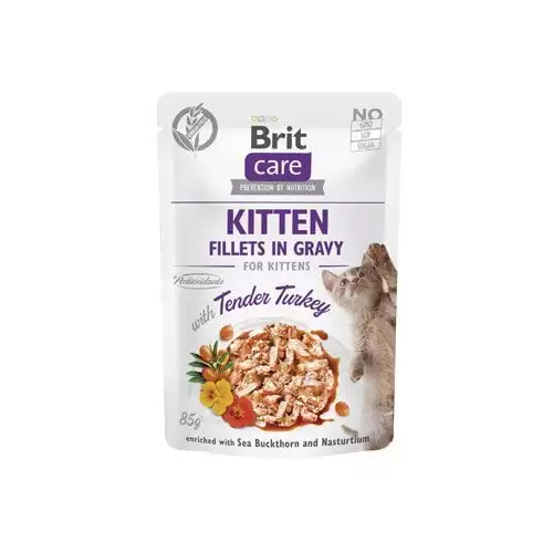 Brit Care Cat Fillets in Gravy Kitten Tend.Turkey 85g
