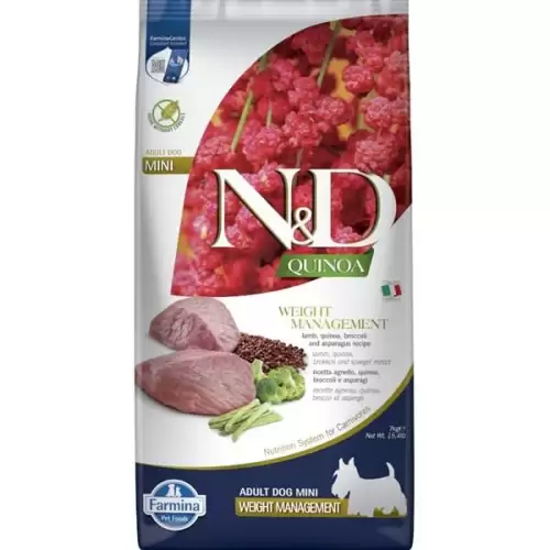  N&D QUINOA Dog GF Weight Management, Lamb & Broccoli Adult Mini 7 kg