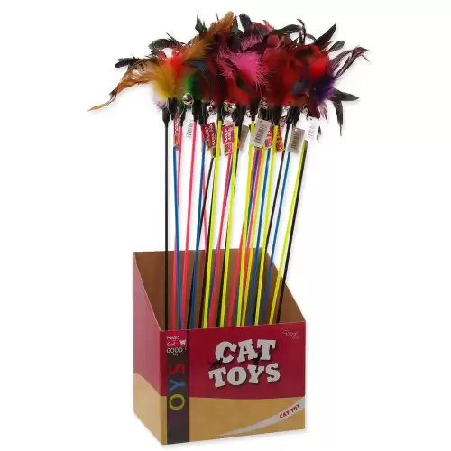 Hračka Magic Cat šidítko s pírky a rolničkou 17cm+49cm 24ks