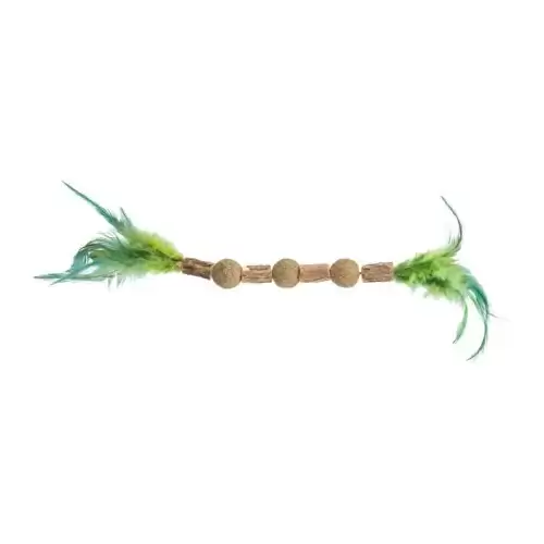 Matatabi řetěz s catnipovými míčky a peřím, 38 cm