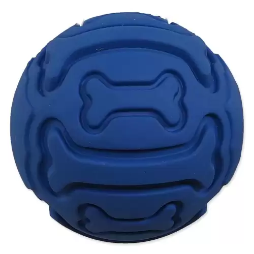 Míček Dog Fantasy gumový,  vzor kost  pískací modrý 7,5cm