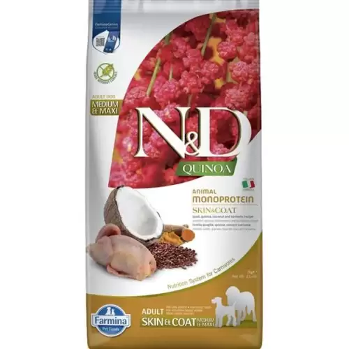  N&D QUINOA Dog GF Skin & Coat, Quail & Coconut Adult Medium & Maxi 7 kg