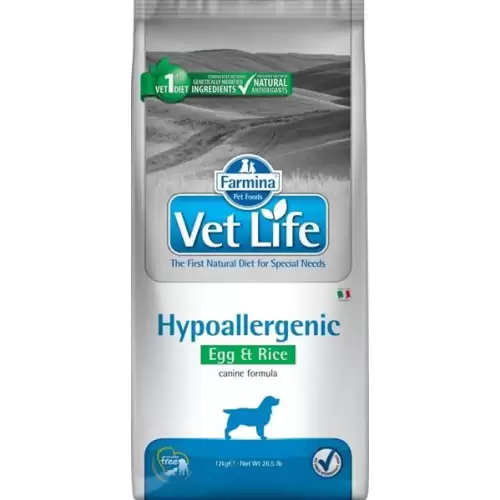  Vet Life Natural Canine Hypoallergenic Egg & Rice 12 kg