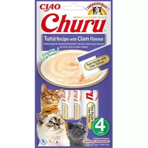  Inaba Churu cat snack tuňák s příchutí škeble 4x 14g