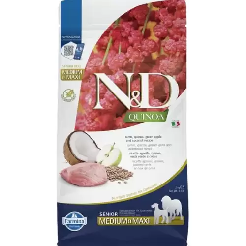  N&D QUINOA Dog GF Senior Lamb, Green Apple and Coconut Medium & Maxi 2 kg