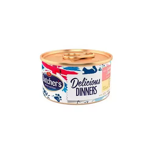 Butcher's Cat Delic.Dinners losos+krevety konz. 85g