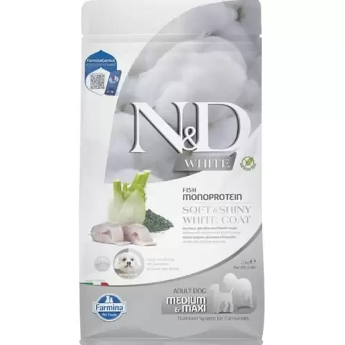  N&D WHITE Dog GF Sea Bass, Spirulina & Fennel Adult Medium & Maxi 2 kg