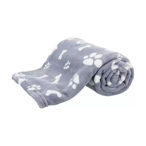 Plyšová deka KENNY, modrá s kostičkami a packami 75 x 50cm