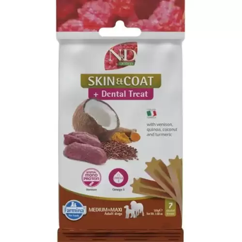  N&D QUINOA Dog Dental Snack Skin & Coat Venison Medium & Maxi 100 g
