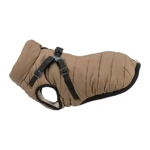 Zimní bunda PIROU s postrojem, písková XXS: 24cm, hruď: 38cm, krk: 34cm