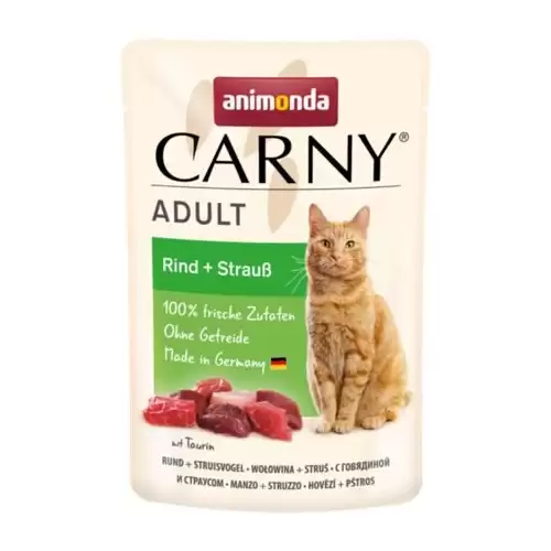 Carny Adult 85 g hovězí + pštros, kapsička pro kočky 