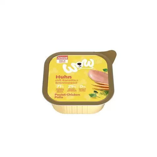 WOW Dog paštika Junior kuřecí s karotkou 150g