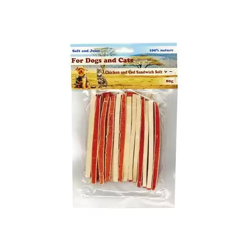 Pochoutka Sandwich kuře s treskou měkký 80g