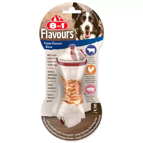 Pochoutka 8in1 Triple Flavour kost žvýkací S 