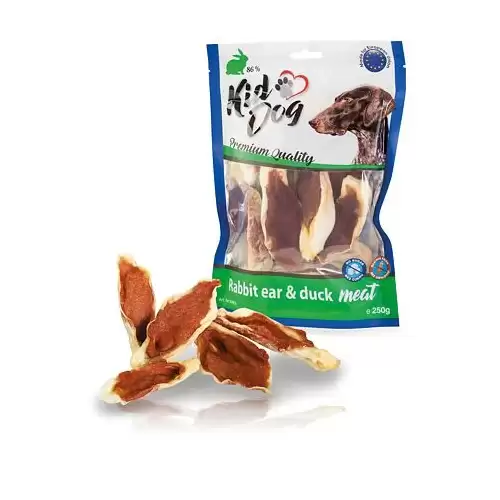 KIDDOG králičí ucho plněné kachním masíčkem 250 g