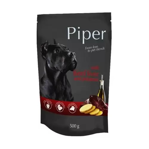 NEW PIPER s hovězími játry a bramborami, kapsička pro psy 500 g