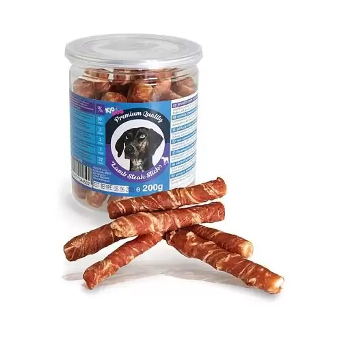 KIDDOG jehněčí steak na buvolí tyčince - PREMIUM QUALITY 200g dóza