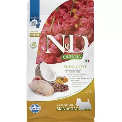  N&D QUINOA Dog GF Skin & Coat, Quail & Coconut Adult Mini 2,5 kg