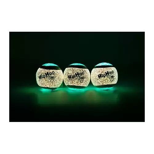 Balení-neonový ve tmě svítící tenis. míč pískací 5 cm (3 ks/bal) HipHop Cat