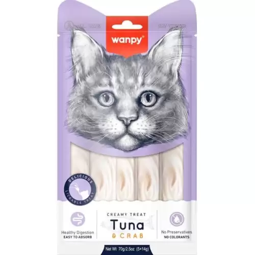  Wanpy Cat Creamy Lickable Treats-Tuna & Crab 5x14 g