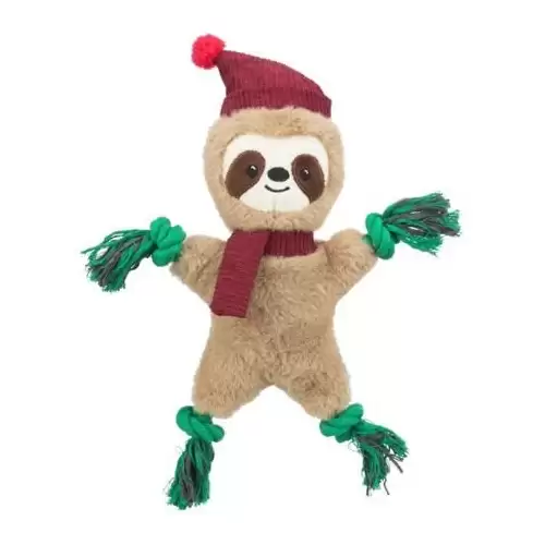 Xmas SLOTH  - vánoční lenochod 30 cm, píská/šustí, plyš/lano