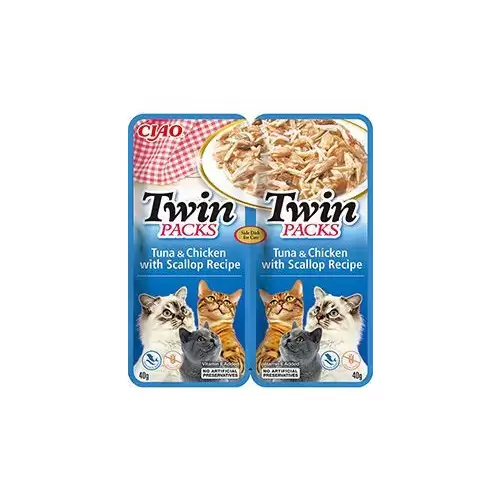 Churu Cat Twin Packs Tuna&Chick&Scallop in Broth 2x40g