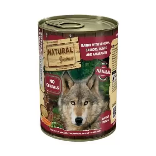 Natural Greatness králík, zvěřina, mrkev, olivy, amarant konzerva pro psy 400 g