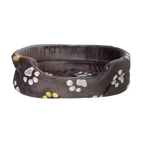 Oválný pelech JIMMY, taupe-šedý s tlapkami 45 x 35 cm